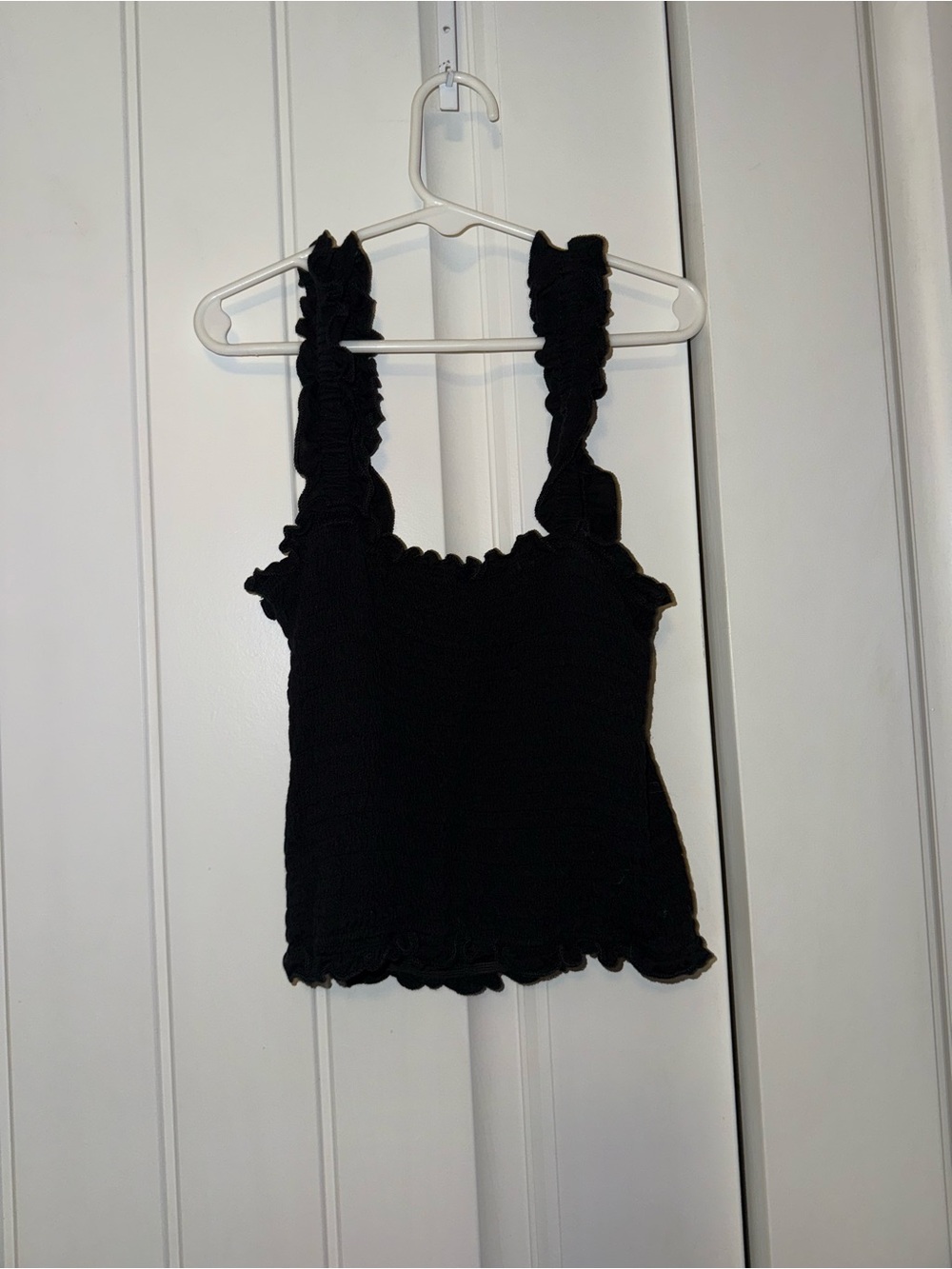 Ruffle Black Crop Top